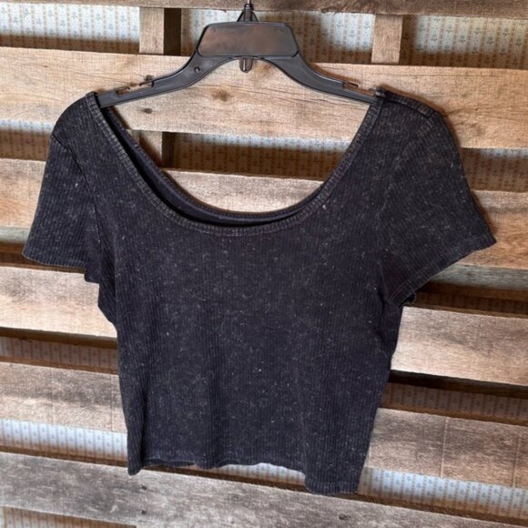 Wild Fable Black Ribbed Crop Top - Picture 1 of 3